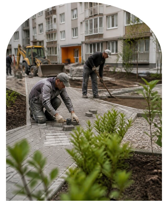 Благоустройство двора многоквартирного дома в Губахе