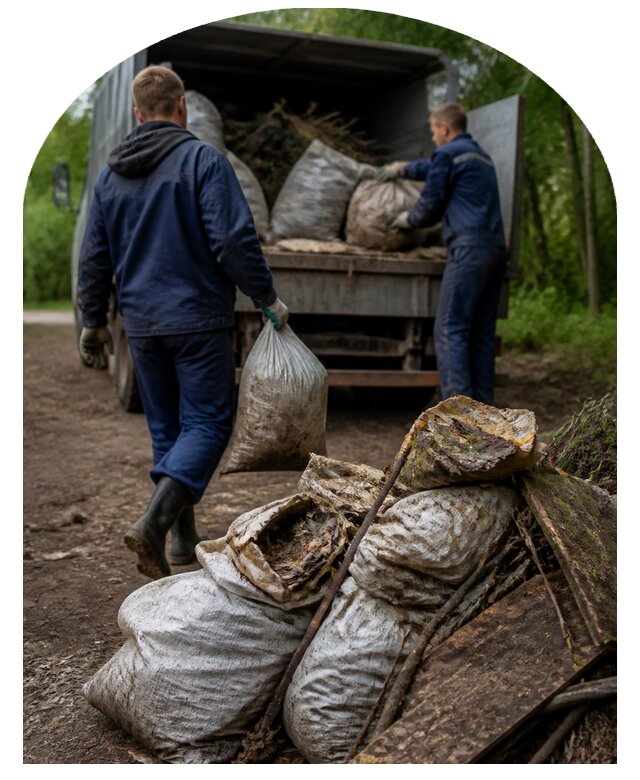 Вывоз строительного мусора и хлама с участка в Губахе